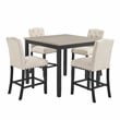 New Classic Furniture Daphne 5-Piece Solid Wood Counter Dining Set in Natural