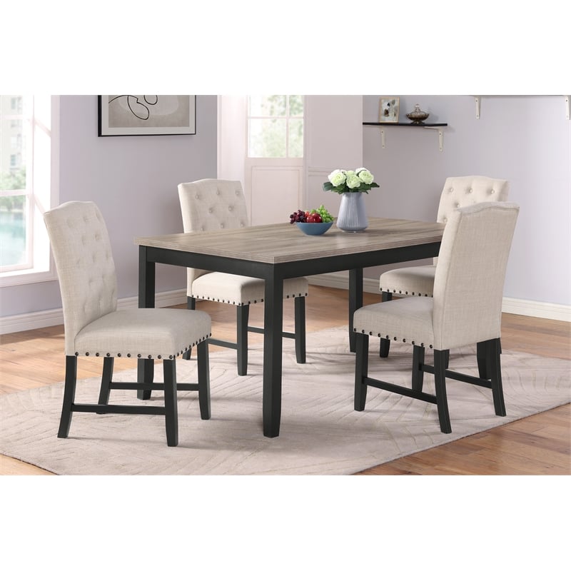 New Classic Furniture Daphne 5-Piece Solid Wood Dining Set in Natural