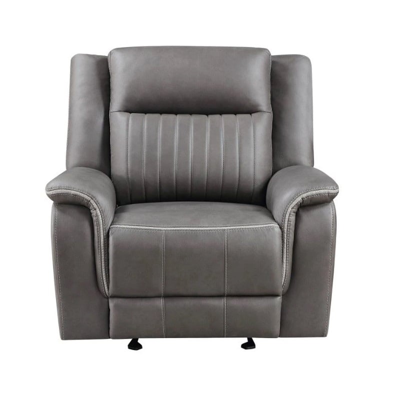 New Classic Furniture Enzo Polyester Fabric Glider Recliner in Gray