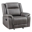 New Classic Furniture Enzo Polyester Fabric Glider Recliner in Gray