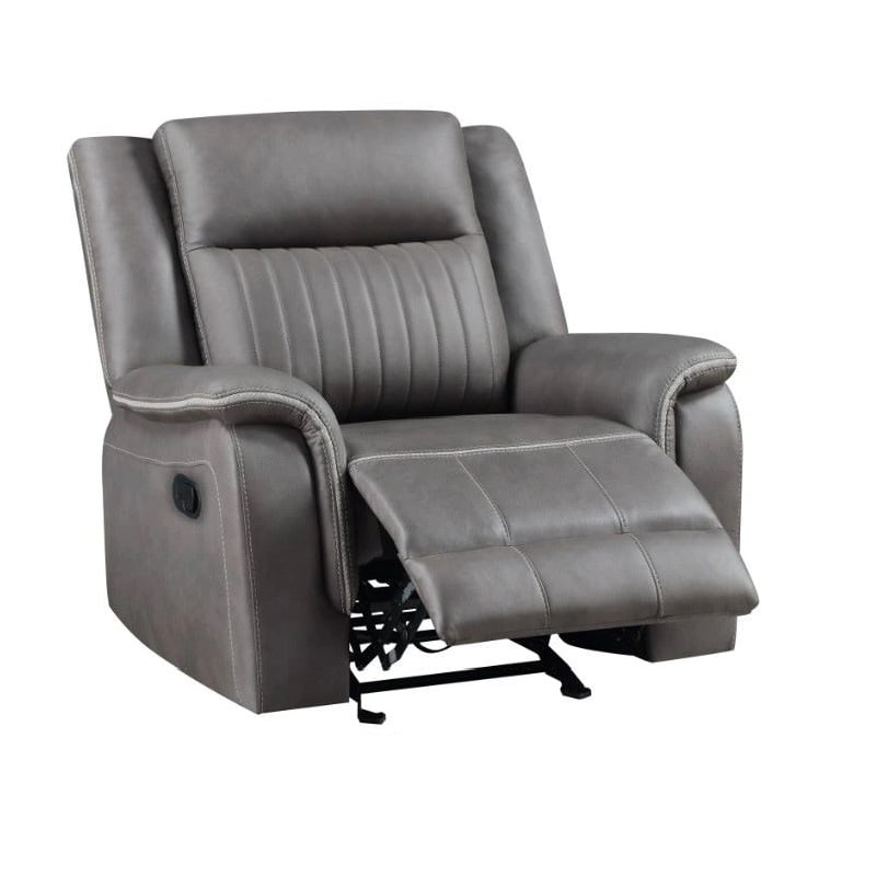 New Classic Furniture Enzo Polyester Fabric Glider Recliner in Gray