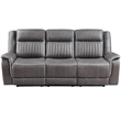 New Classic Furniture Enzo Polyester Fabric Sofa with Dual Recliners in Gray