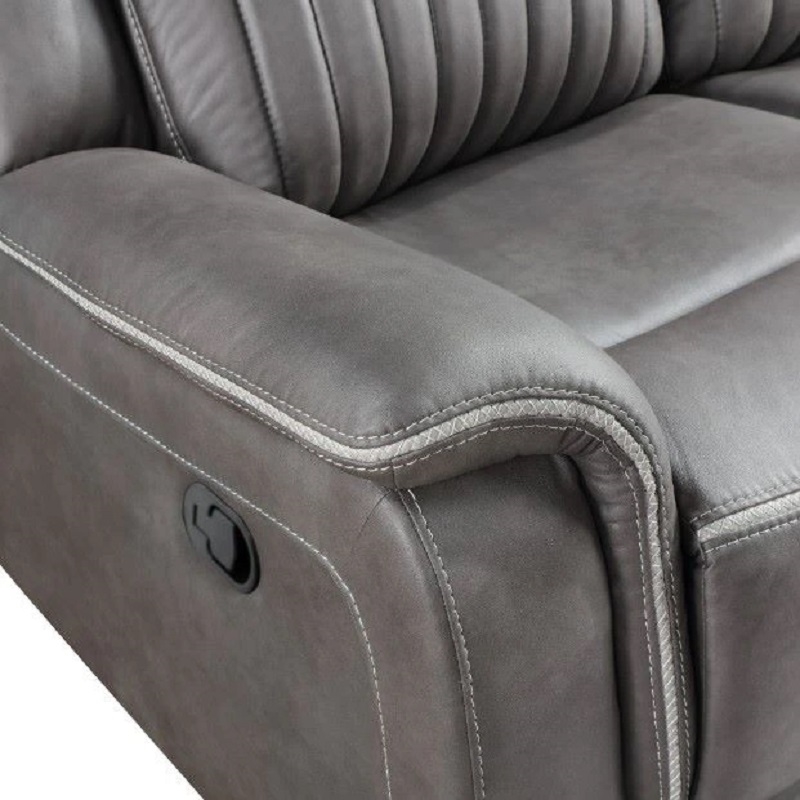 New Classic Furniture Enzo Polyester Fabric Sofa with Dual Recliners in Gray