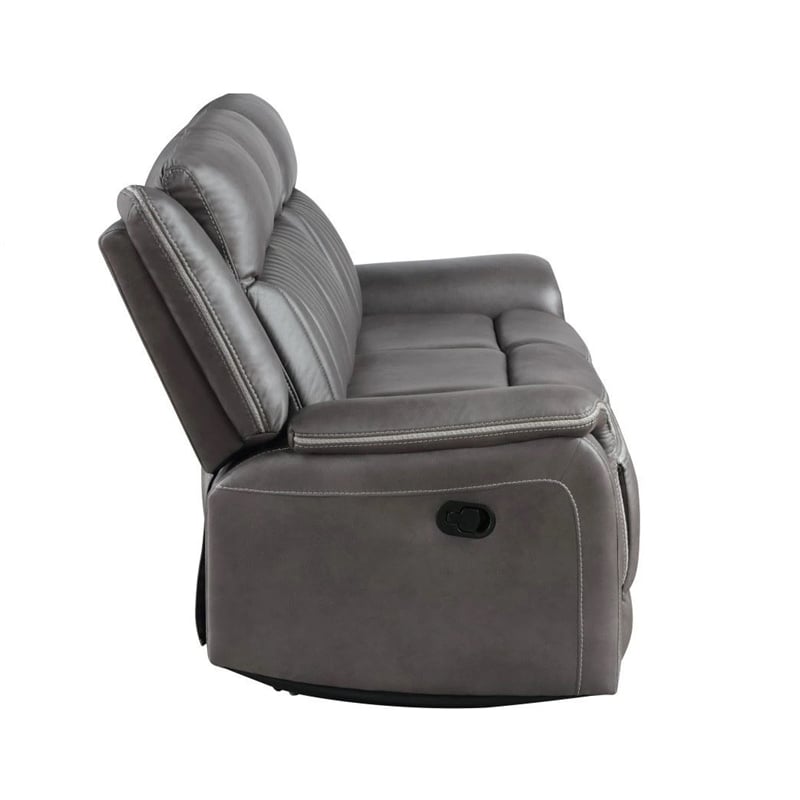 New Classic Furniture Enzo Polyester Fabric Sofa with Dual Recliners in Gray