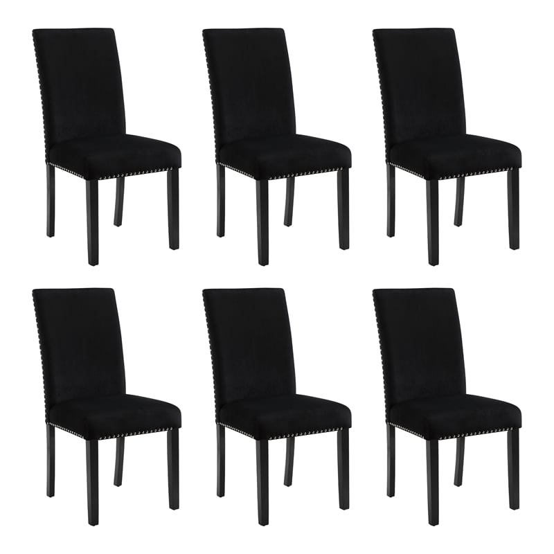 New Classic Furniture Celeste Solid Wood Dining Chairs in Black (Set of 6)