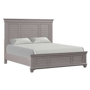 New Classic Jamestown Solid Wood California King Panel Bed in Gray
