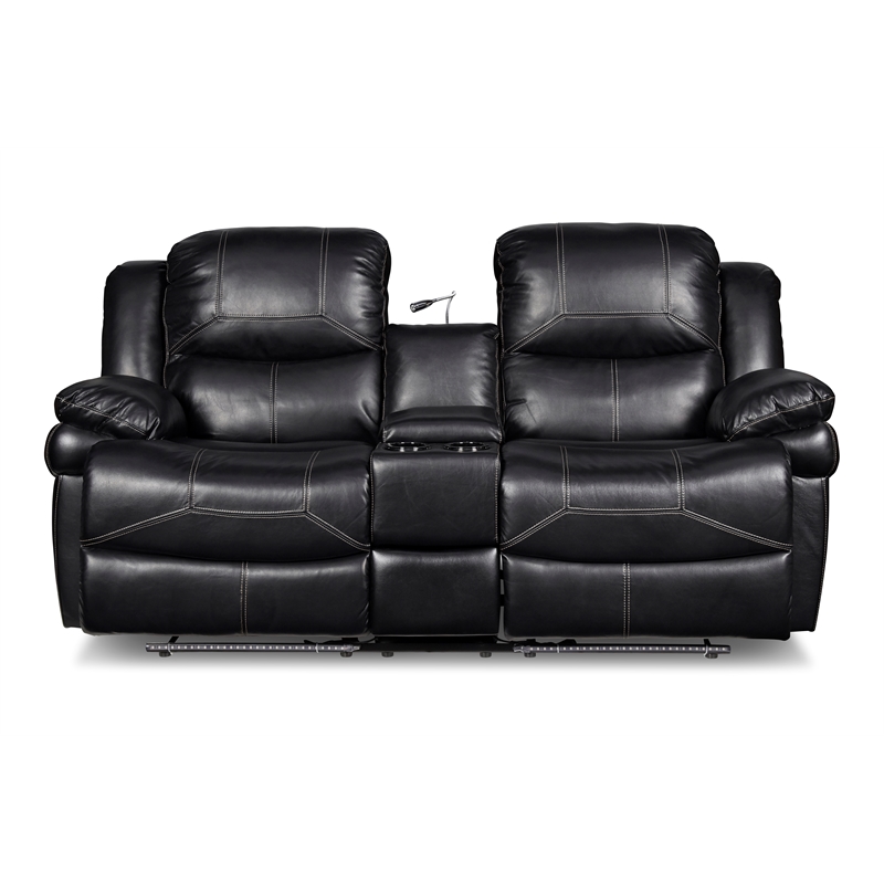New Classic Furniture Flynn 2-Piece Polyester Manual Sofa & Loveseat Set - Black