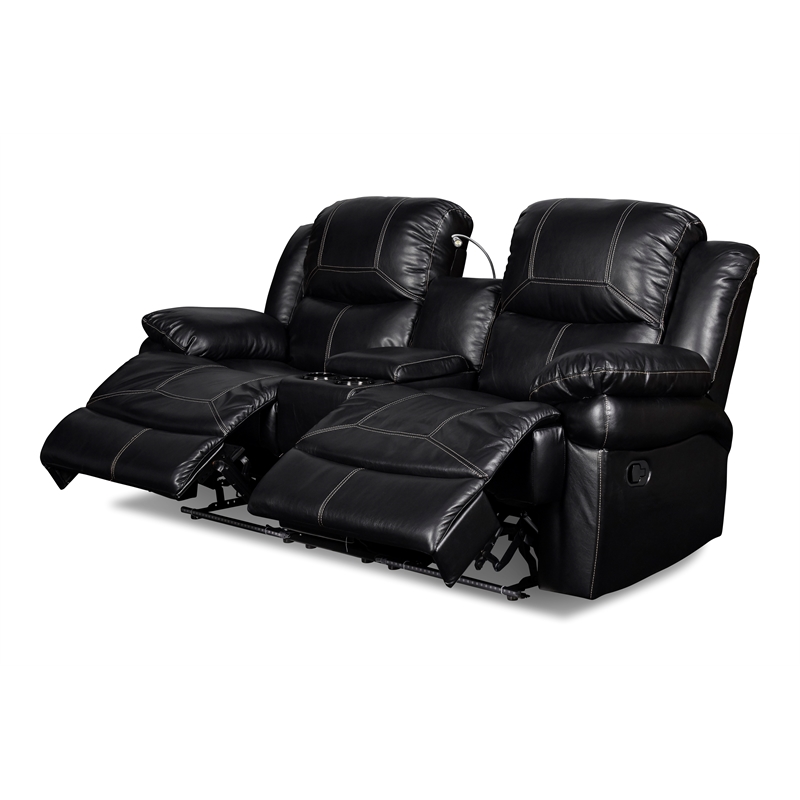 New Classic Furniture Flynn 2-Piece Polyester Manual Sofa & Loveseat Set - Black