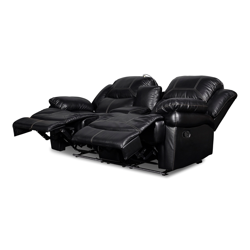 New Classic Furniture Flynn 2-Piece Polyester Manual Sofa & Loveseat Set - Black