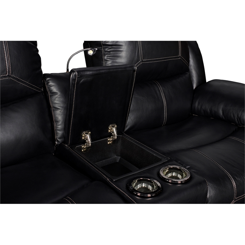 New Classic Furniture Flynn 2-Piece Polyester Manual Sofa & Loveseat Set - Black
