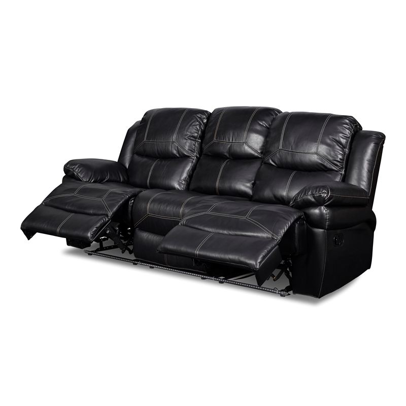 New Classic Furniture Flynn 2-Piece Polyester Manual Sofa & Loveseat Set - Black