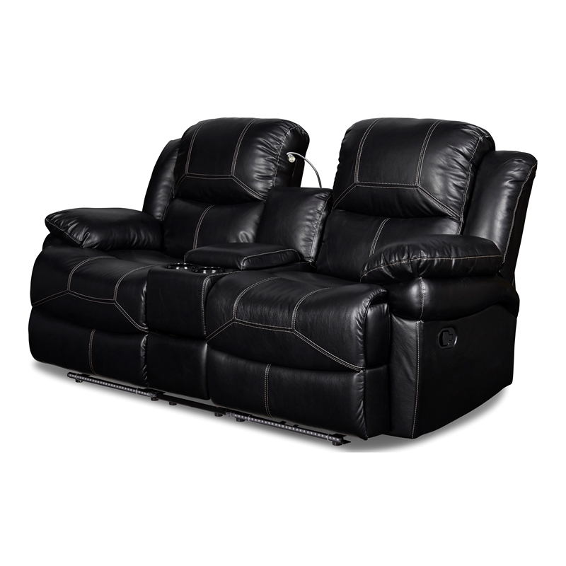 New Classic Furniture Flynn 2-Piece Polyester Manual Sofa & Loveseat Set - Black