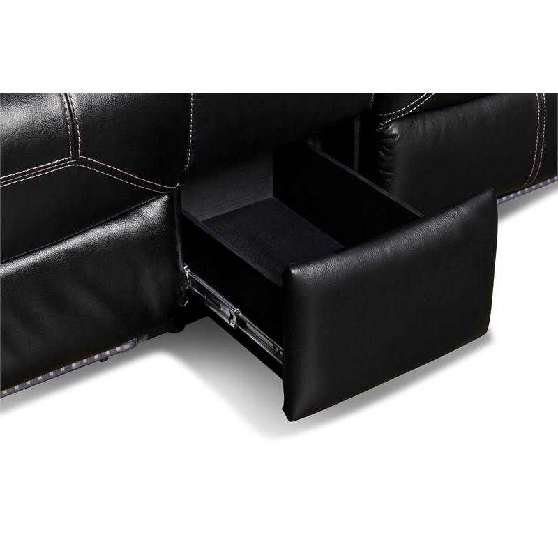 New Classic Furniture Flynn 2-Piece Polyester Manual Sofa & Loveseat Set - Black