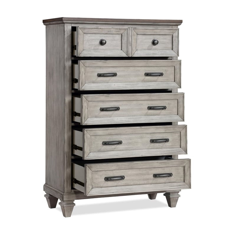 New Classic Furniture Mariana Solid Wood 5-Drawer Chest in Vintage Cream
