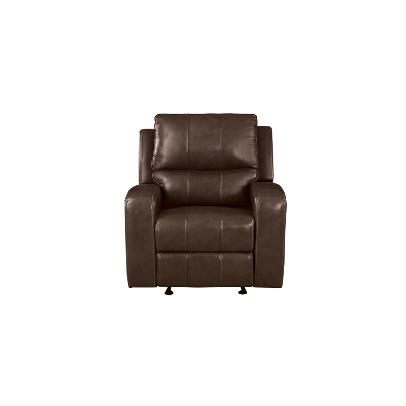 New Classic Furniture Linton Leather Upholstered Glider Recliner in Brown