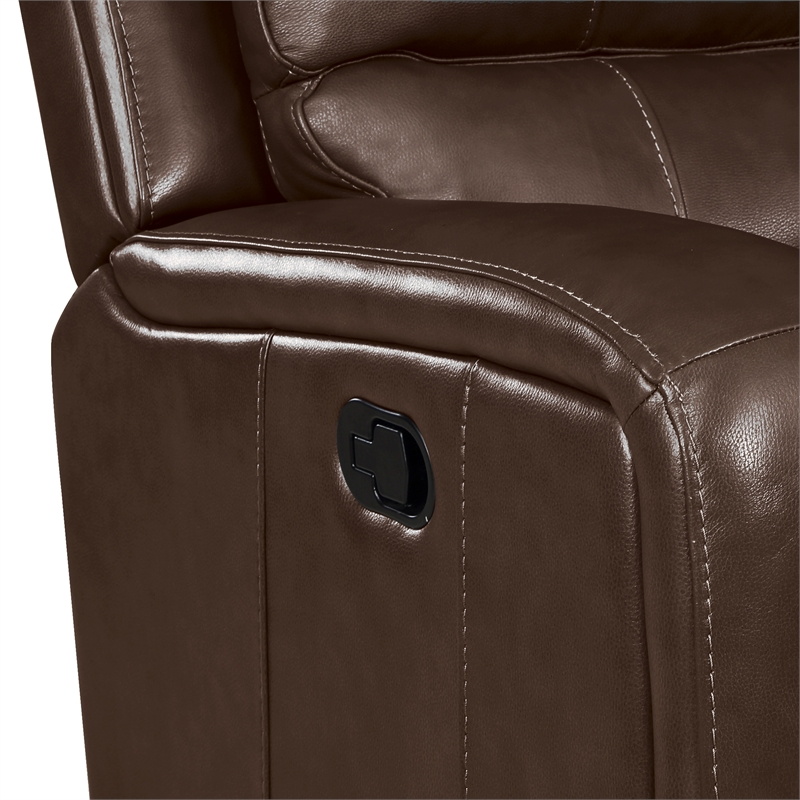 New Classic Furniture Linton Leather Upholstered Glider Recliner in Brown