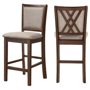 New Classic Furniture Amy Solid Wood Counter Chairs in Cherry (Set of 2)