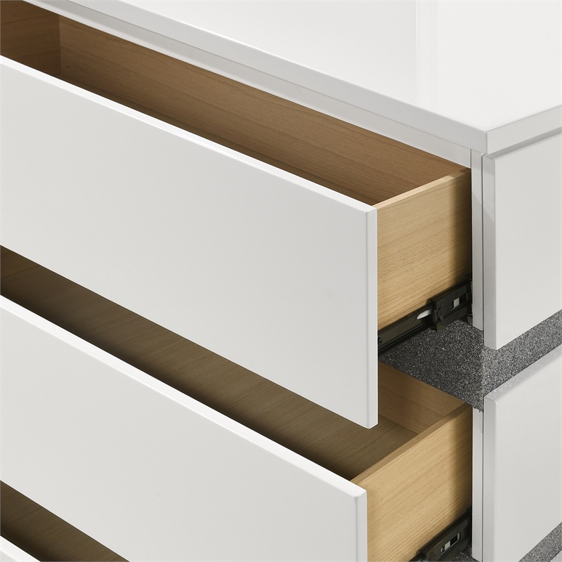 New Classic Furniture Paradox Solid Wood 6-Drawers Dresser with Mirror in White