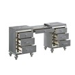 New Classic Furniture Valentine Solid Wood 7-Drawers Vanity in Silver