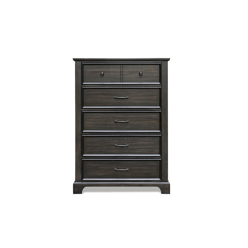New Classic Furniture Stafford County Solid Wood 5-Drawer Chest in Walnut