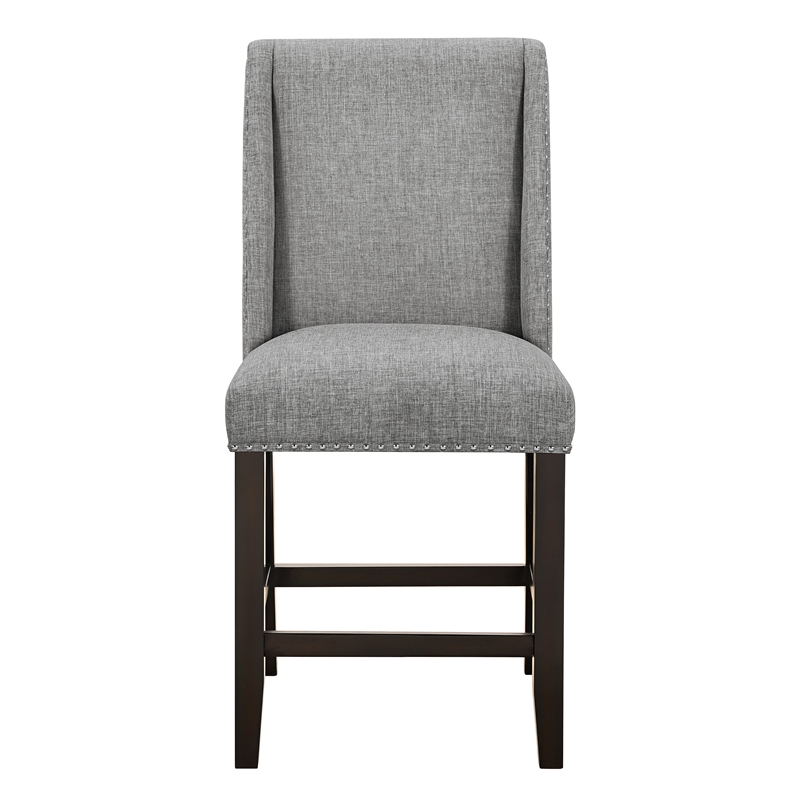 New Classic Furniture Faust Solid Wood Counter Chair in Gray (Set of 2)