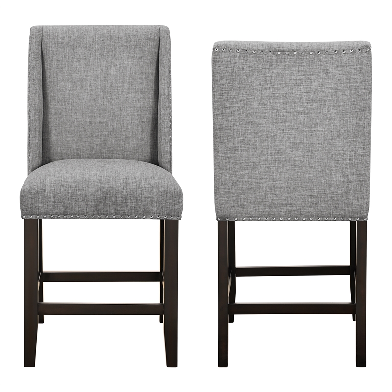 New Classic Furniture Faust Solid Wood Counter Chair in Gray (Set of 2)