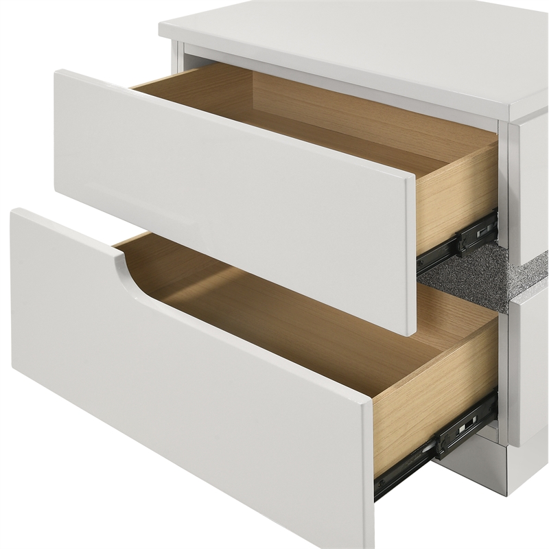 New Classic Furniture Paradox Wood 1-Drawer Bedroom Nightstand in White Gloss