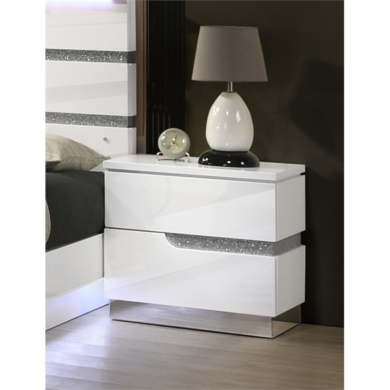 New Classic Furniture Paradox Wood 1-Drawer Bedroom Nightstand in White Gloss