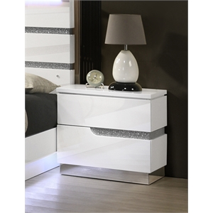 New Classic Furniture Paradox Wood 1-Drawer Bedroom Nightstand in White Gloss