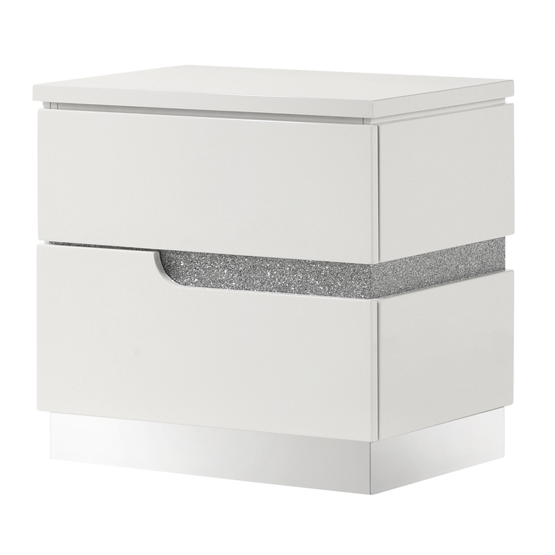 New Classic Furniture Paradox Wood 1-Drawer Bedroom Nightstand in White Gloss
