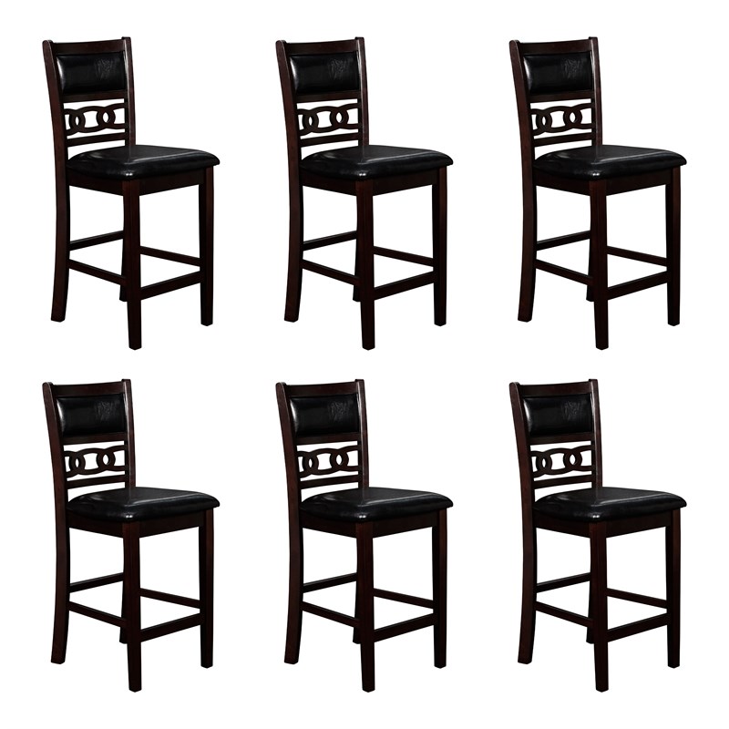 New Classic Furniture Gia Solid Wood Counter Chair in Ebony (Set of 6)