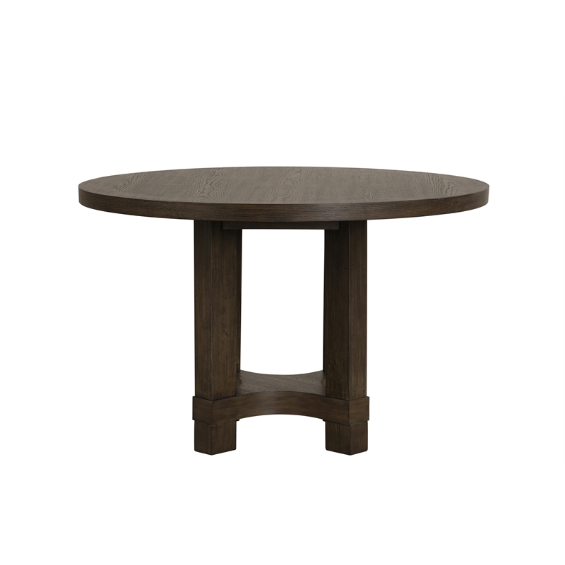 New Classic Furniture Cityscape Solid Wood Round Dining Table in Walnut
