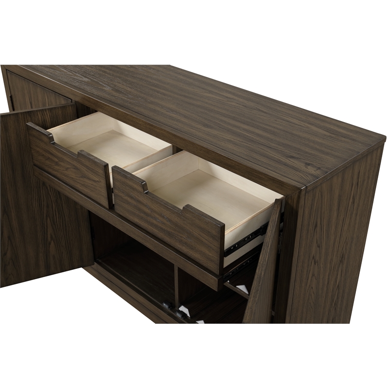 New Classic Furniture Cityscape Solid Wood Buffet & Sideboard Server in Walnut