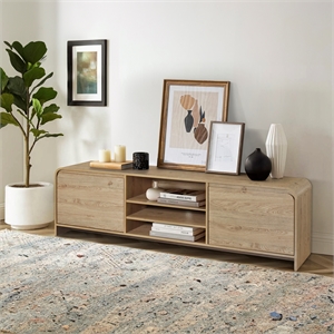 New Classic Furniture Mara Wood TV Console for TVs up to 82&quot in Natural
