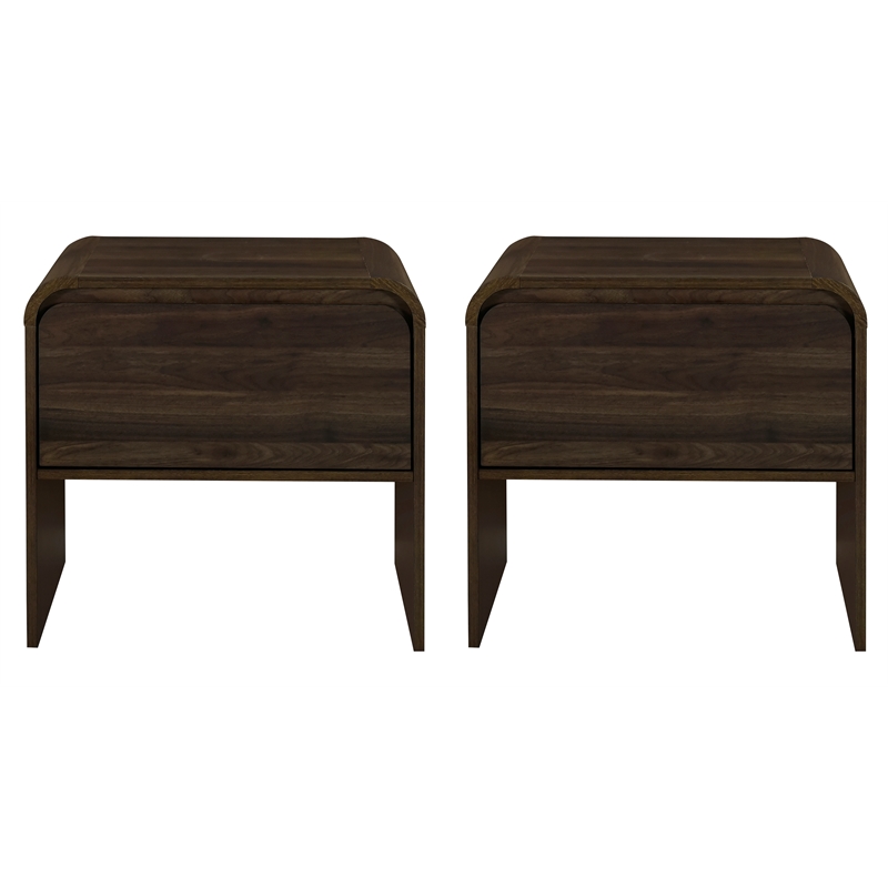 New Classic Furniture Mara Wood End Tables in Walnut (Set of 2)