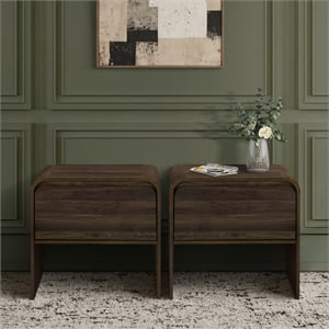 New Classic Furniture Mara Wood End Tables in Walnut (Set of 2)