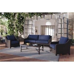 new classic furniture skye 4-piece wicker outdoor patio conversation set in blue