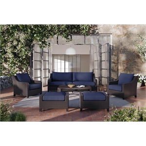 new classic furniture skye 6-piece wicker outdoor patio conversation set in blue