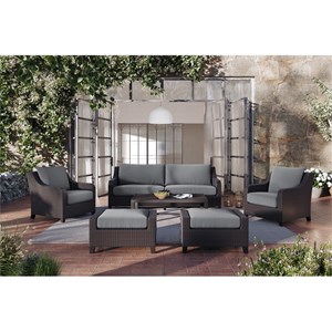 new classic furniture skye 6-piece wicker outdoor patio conversation set in gray