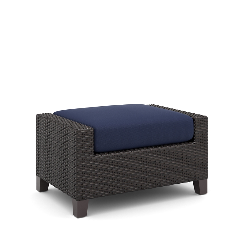 New Classic Furniture Skye Wicker Patio Ottoman in Blue (Set of 2)