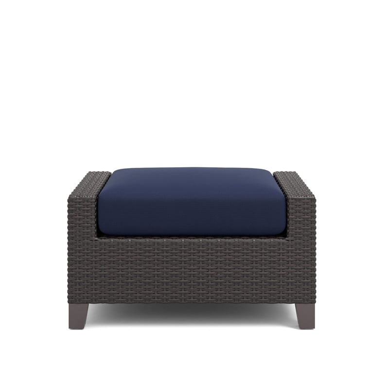 New Classic Furniture Skye Wicker Patio Ottoman in Blue (Set of 2)