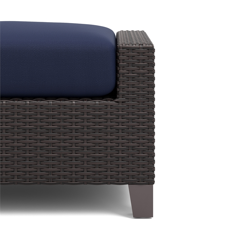 New Classic Furniture Skye Wicker Patio Ottoman in Blue (Set of 2)
