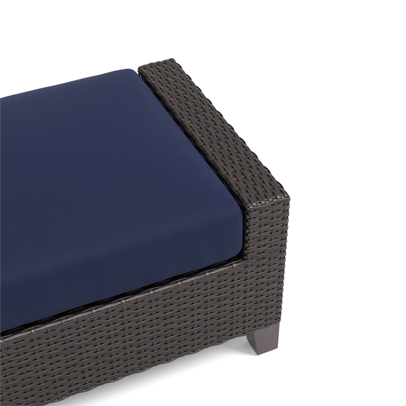 New Classic Furniture Skye Wicker Patio Ottoman in Blue (Set of 2)