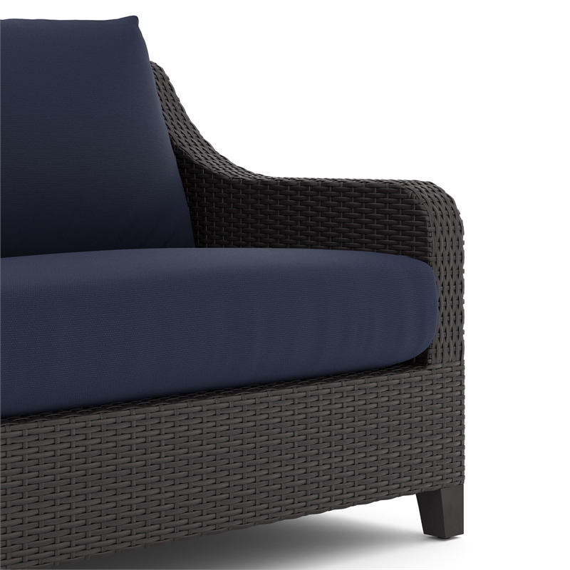 New Classic Furniture Skye 2-piece Wicker Sofa and Coffee Table Set in Blue