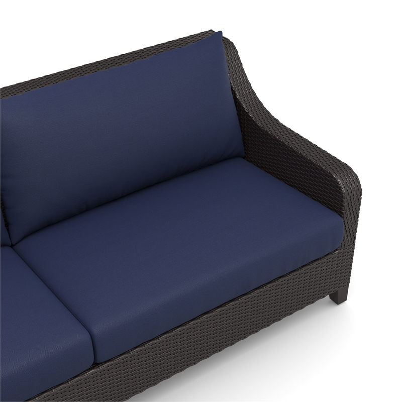 New Classic Furniture Skye 2-piece Wicker Sofa and Coffee Table Set in Blue