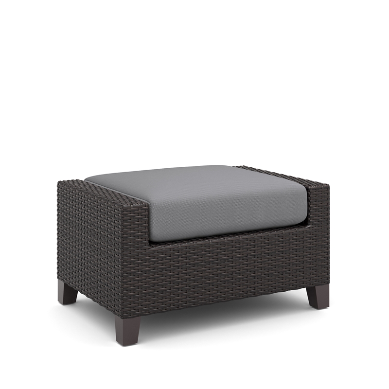 New Classic Furniture Skye Wicker Patio Ottoman in Gray (Set of 2)