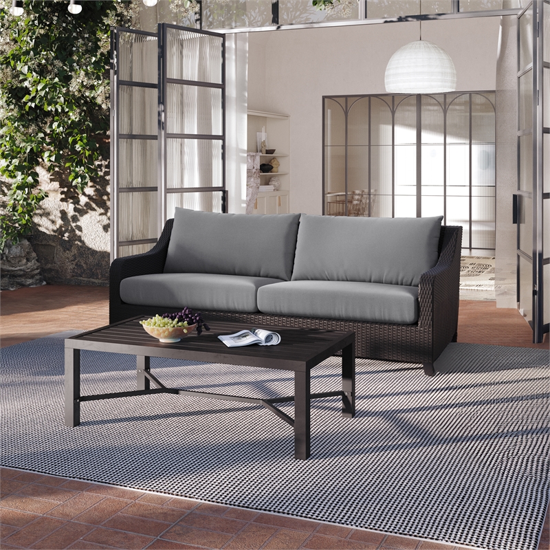 New Classic Furniture Skye 2-piece Fabric Sofa and Coffee Table Set in Gray