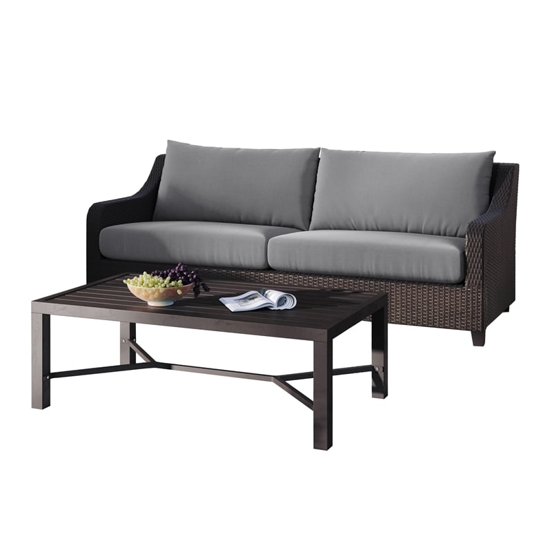 New Classic Furniture Skye 2-piece Fabric Sofa and Coffee Table Set in Gray