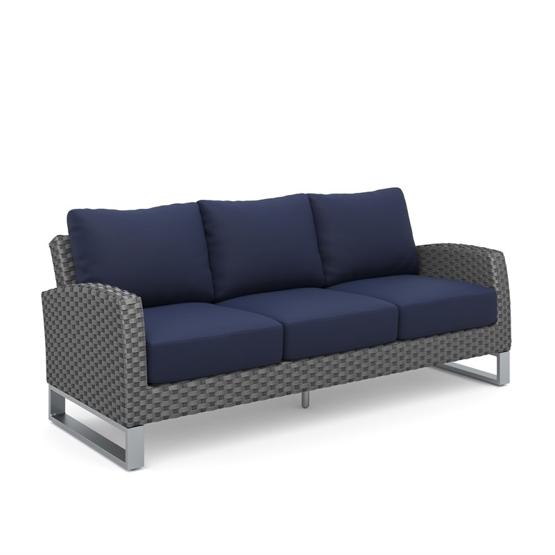 New Classic Furniture Fiji 2-piece Wicker/Fabric Outdoor Sofa Set in Blue