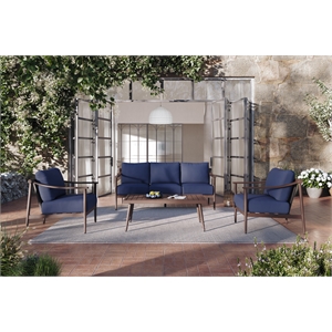 new classic furniture moana 4-piece metal/fabric patio conversation set in blue